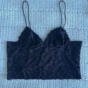Free People Intimately Free Longline Black Lace Camisole Bra Top Size XS